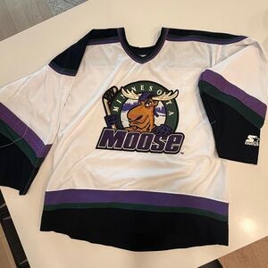 STARTER Minnesota Moose White and Purple Hockey Jersey